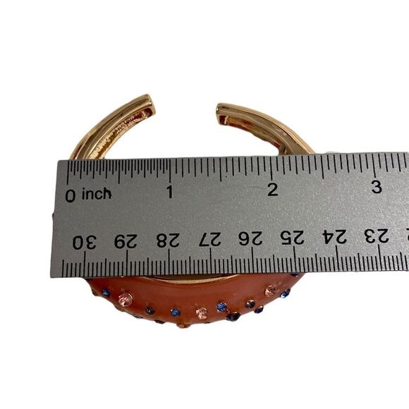 Betsey Johnson Pink & Blue Jeweled Bangle Bracelet w/ Gold Tone Hardware. - Picture 9 of 9